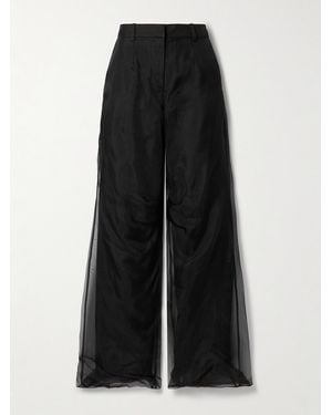 Christopher Esber Iconica Duo Layered Silk-Organza And Wool-Twill Wide-Leg Pants - Black