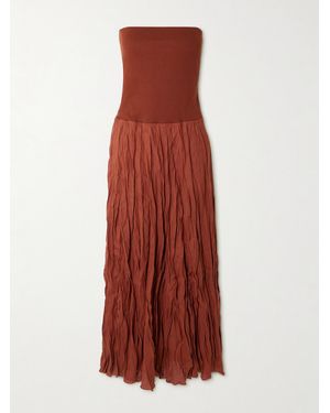 Johanna Ortiz Light And Sound Convertible Crinkled Organic Linen-Blend Maxi Skirt - Red