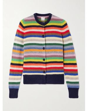 Suzie Kondi Kadria Striped Cashmere Cardigan - White