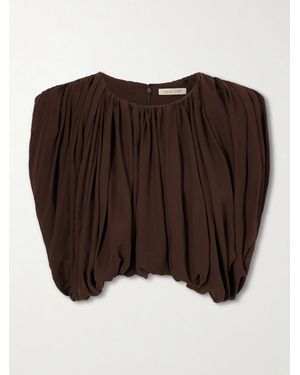 Heirlome Renata Silk Cropped Top - Brown