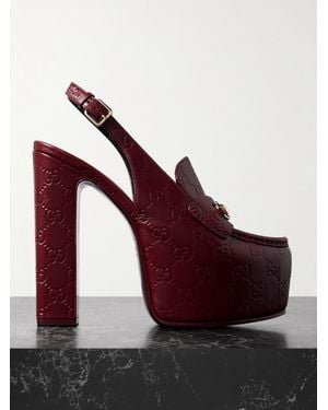 Gucci Horsebit Platform Loafer Slingback, Leather - Red