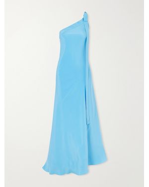 Cult Gaia Florence One-Shoulder Tie-Detailed Silk Maxi Dress - Blue