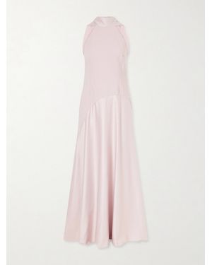 Solace London Cece Cape-Effect Crepe And Satin Gown - Pink