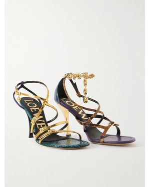 Loewe New Comic Mirrored And Snake-Effect Leather Sandals - Multicolour