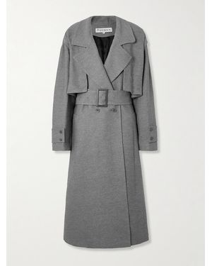JW Anderson Double-Breasted Belted Crepe Coat - Gray