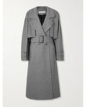 JW Anderson Double-Breasted Belted Crepe Coat - Grey