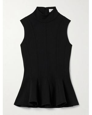 Salon 1884 Ismay Panelled Wool-Blend Peplum Turtleneck Top - Black