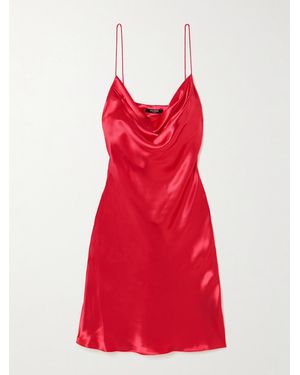 Balmain Draped Satin Mini Dress - Red