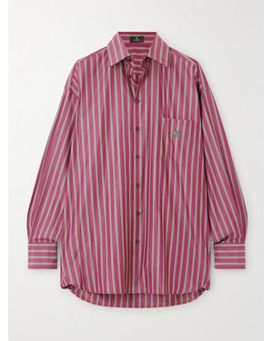 Etro Striped Cotton-Poplin Shirt - Pink