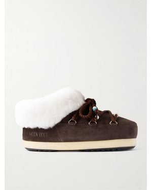 Moon Boot Evx Beaded Shearling Mules - Brown