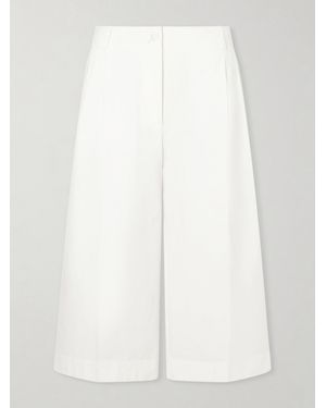 TOTEME Cropped Pleated Organic Cotton And Lyocell-Blend Straight-Leg Trousers - White