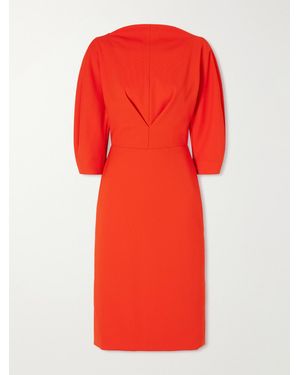 Carolina Herrera Sheath Cinched Stretch-Wool Midi Dress - Red