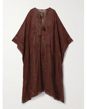 Johanna Ortiz Embroidered Cotton-Mesh Coverup - Brown