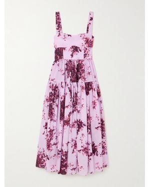 Erdem Tiered Floral-Print Cotton Midi Dress - Pink