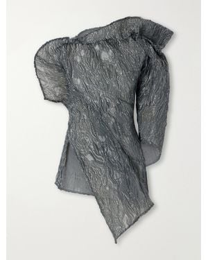 Maticevski Scintilla Asymmetric Crinkled-Georgette Blouse - Grey
