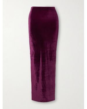 Maygel Coronel Cavana Stretch-Velvet Maxi Skirt - Purple