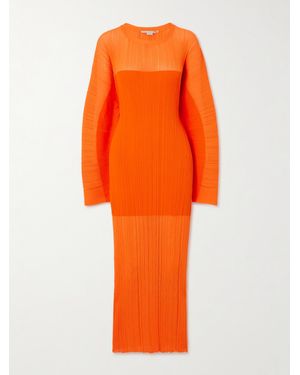 Stella McCartney + Net Sustain Plissé-knit Midi Dress - Orange