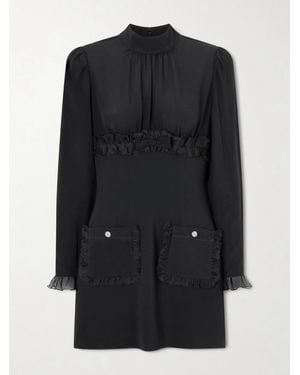 Alessandra Rich Ruffled Silk-Organza And Cady Mini Dress - Black
