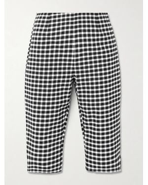 Posse Chiara Cropped Checked Cotton-Blend Capri Trousers - Blue