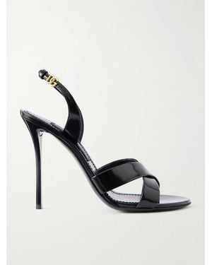 Dolce & Gabbana 105 Patent-Leather Sandals - Metallic