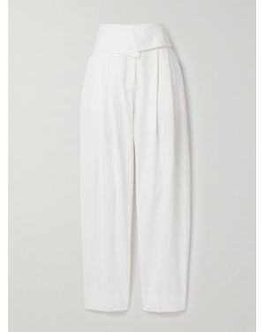 Salon 1884 Net Sustain Soren Layered Pleated Cotton-Blend Poplin Tapered Trousers - White