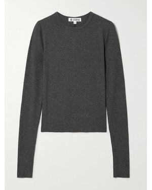 ÉTERNE Ribbed Jersey Top - Black