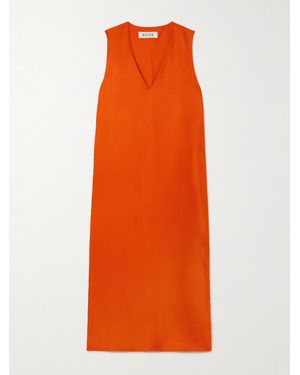 Rohe Maxikleid Aus Seidensatin - Orange