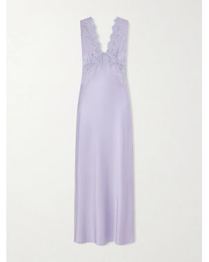 RIXO London Lysandra Lace-Trimmed Satin Maxi Dress - Purple