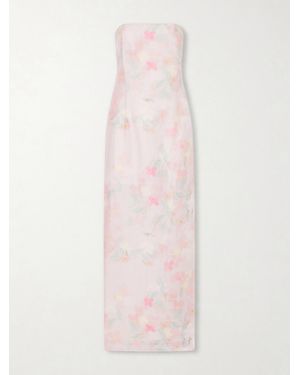 BERNADETTE Elora Strapless Floral-Print Tencel-Blend Organza Maxi Dress - Pink