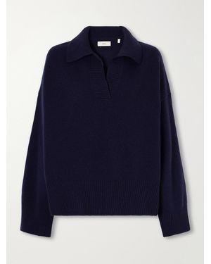 SKALL Dean Oversized Rib-Trimmed Merino Wool Polo Jumper - Blue