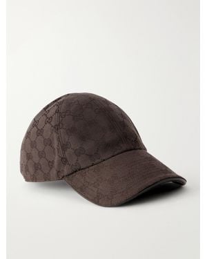 Gucci Gg Supreme Leather-Trimmed Canvas-Jacquard Baseball Cap - Brown