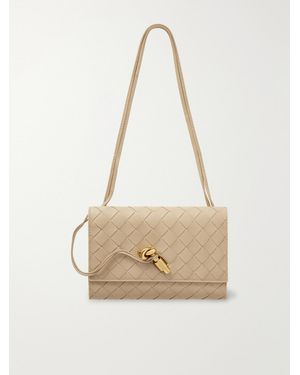 Bottega Veneta Andiamo Intrecciato Leather Pouch - Natural