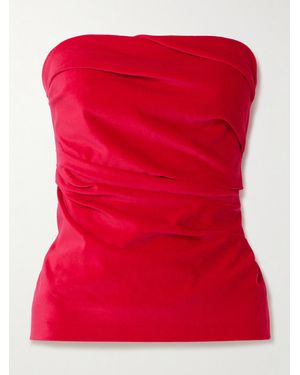 TOVE Izel Stretch-Cotton And Modal-Blend Velvet Bandeau Top - Red