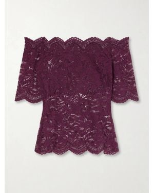Rabanne Off-The-Shoulder Lace Blouse - Purple