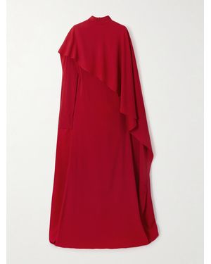 ‎Taller Marmo Carrington Cape-Effect Crepe Gown - Red