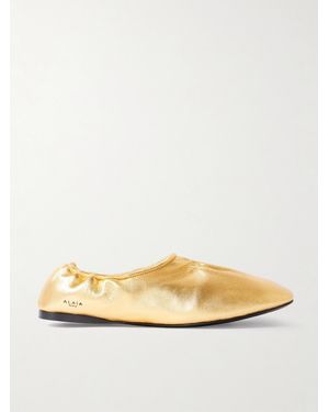 Alaïa Metallic Leather Ballet Flats - Natural