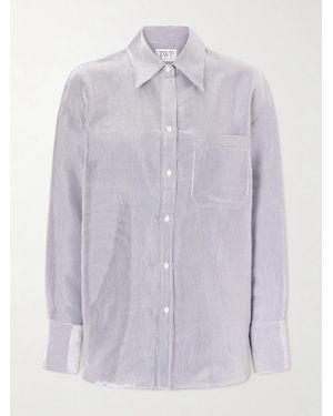 Twp Big Joe Striped Cotton-Blend Garbardine Shirt - Purple