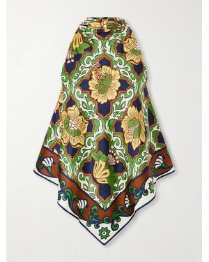 ALÉMAIS Liana Open-Back Printed Silk-Twill Top - White