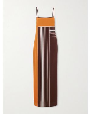SIR. Destino Striped Silk-Crepe Maxi Dress - Brown