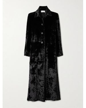 The Row Batani Crushed-Velvet Coat - Black
