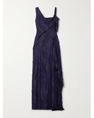 Jason Wu Asymmetric Fil Coupé Woven Maxi Dress - Blue
