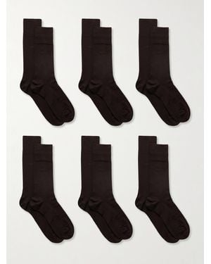 CDLP Set Aus Sechs Paar Socken Aus Einer Baumwollmischung Mit Intarsienmotiv - Schwarz