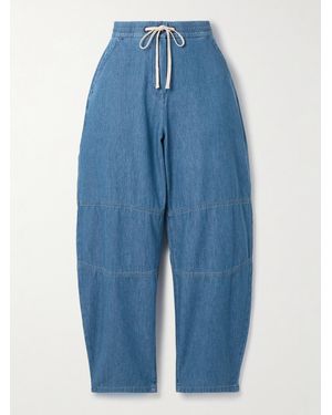 La Ligne Dorian Cotton-Chambray Barrel-Leg Trousers - Blue