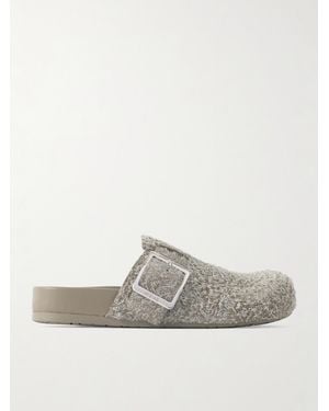 Loewe Ease Clogs Aus Gebürstetem Veloursleder Mit Schnalle - Weiß