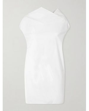 KHAITE Tatia Draped Cotton-Poplin Mini Dress - White