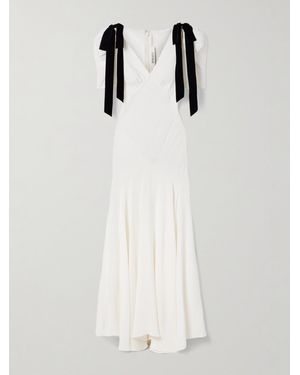 Rodarte Robe Du Soir En Crêpe De Soie À Nœuds En Velours - Blanc