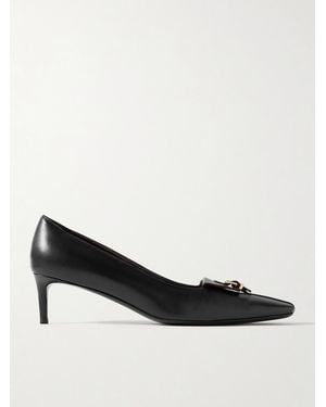 KHAITE Celia Pocket Buckled Leather Court Shoes - Black