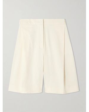 TOVE Bella Pleated Linen-Blend Shorts - Natural