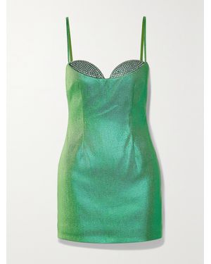 Area Crystal-Embellished Metallic Jersey Mini Dress - Green