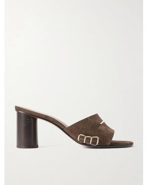 JW Anderson Loafer Whipstitched Suede Mules - Natural